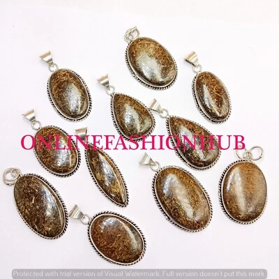 Gift Bronzite Gemstone 925 Sterling Silver Plated 50 PCs Designer Pendant Lot - Изображение 1 из 3