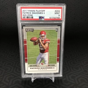 2017 Playoff Patrick Mahomes RED ZONE Rookie Card #204 PSA 9 Mint CHIEFS - Picture 1 of 2