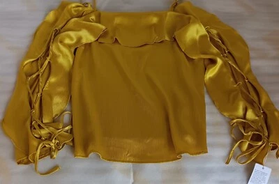 Guess Top de Hombro Manga Larga con Correas Ajustables en Amarillo - XS Nuevo Foto 1 de 4