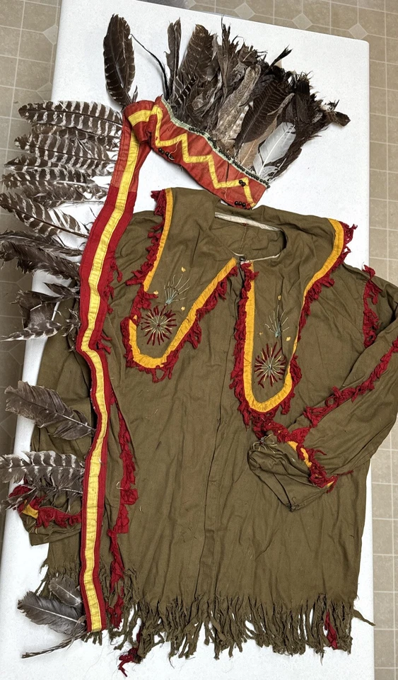 Cabecero y camisa vintage nativos americanos talla L recreación educación cultural Foto 1 de 4