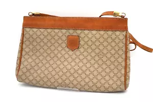 CELINE Shoulder Bag Macadam Brown Beige M08 Auth - Picture 1 of 19