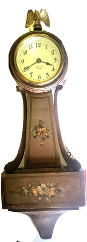 ANTIQUE 1920's SETH THOMAS DANVERS 4 JEWEL 8 DAY WIND UP BANJO CLOCK WORKS Cover
