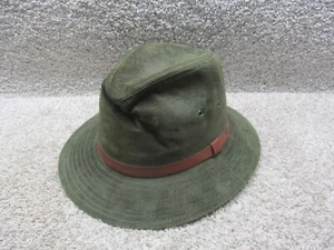 Vintage American Eagle Outfitters Leather Suede Wide Brim Safari Hat Large Green - Picture 1 of 9
