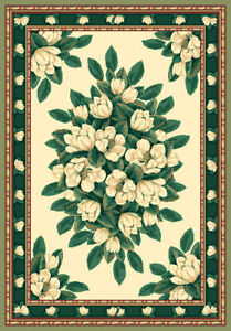 IVORY floral MAGNOLIA 2x3 area rug TRADITIONAL country : Actual 1' 10" x 3'