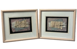 Vtg 80s Mixed Media Abstract Collage Art Torn Paper Pastel Signed Framed - Picture 1 of 12