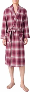 Mens Robe Flannel Cotton Plaid Bathrobe Soft Shawl Collar Loungewear - Picture 1 of 5