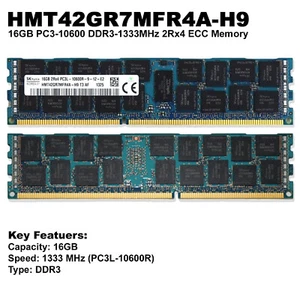 SK Hynix HMT42GR7MFR4A-H9 16GB 2Rx4 DDR3 PC3L-10600R 1333MHz 1.35V Memory RAM - Picture 1 of 4