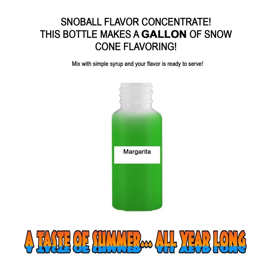 SUMMER SNOW ENTERTAINMENT MARGARITA Snow CONE/SHAVED ICE Flavor GALLON CONCENTRATE #1 FLAVOR IN WORLD