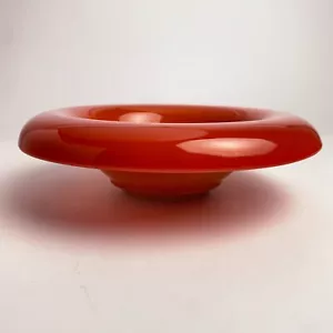 Fantastica grande ciotola frutta Space Age Art vetro rosso arancio 10,75”d x 3,25”h - Foto 1 di 13
