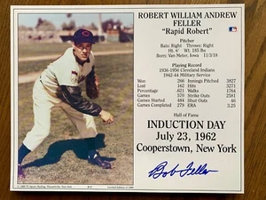 Induction Day Autographed 8” x 10” Photo - CLEVELAND INDIANS HOFer BOB FELLER - Picture 1 of 2