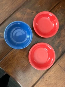 Fiesta Ceramic Fruit/salsa Bowl set of 3, Scarlet and Lapis Colors 5”dia Vintage - Picture 1 of 7