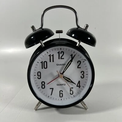 Sharp Twin Bell Quartz Analog Alarm Clock, Black, SPC843 Untested HN - Image 1 of 4