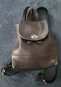 Vintage Coach Schwarz Leder Legacy Mini Rucksack 9960 mit Messing Drehverschluss Gebraucht - Bild 1 von 18