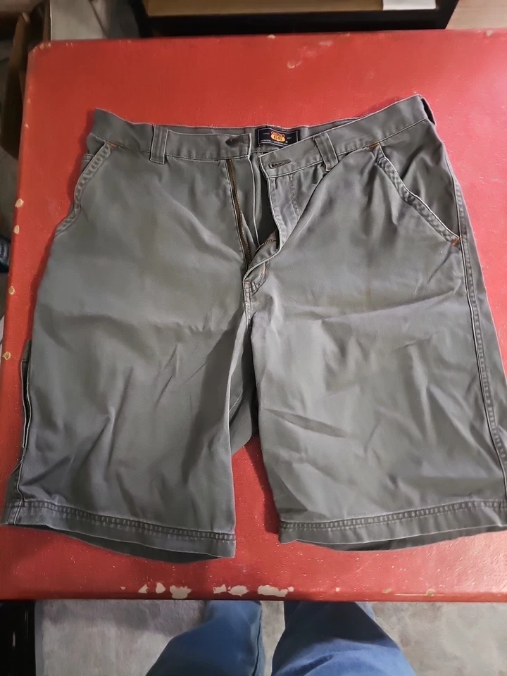 Pantalones Cortos Carga Originales ROUTE 66 Para Hombre Talla 34(34)x7 pulgadas Entrepiernas Verde Oliva Foto 1 de 4