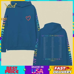 SALE! Coldplay Music Of Spheres World Tour 2025 Heart Hoodie- Royal Blue Sz S-5X - Picture 1 of 4