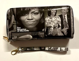 Cartera grande Michelle Obama brillante doble cremallera con correa de mano (color: negro) - Imagen 1 de 4