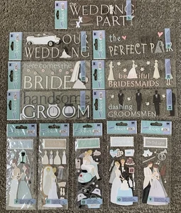 Jolee’s Wedding Theme Scrapbooking LOT of 12 Embellishments Stickers - Picture 1 of 5