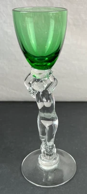 Vtg Cambridge Statuesque Nude Stemware BrandyGlass Emerald Green 6" Discontinued - Image 1 of 4