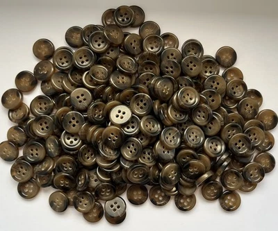 50 x 13 mm MOTTLED BROWN 4 HOLE FAUX HORN EFFECT SEMI OPAQUE BUTTONS - Image 1 of 2