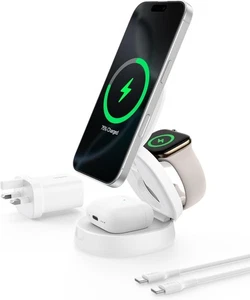 Soporte/almohadilla de carga inalámbrica Belkin 3 en 1 MagSafe Qi2 - 15 W iPhone + Reloj + Ai - Imagen 1 de 6