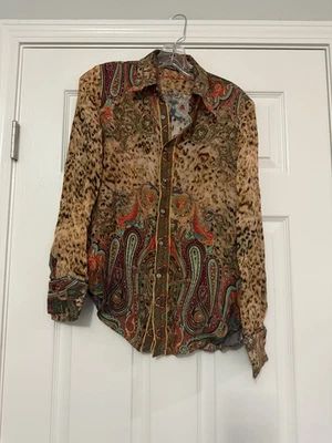 Robert Graham Womens Paisley Shirt XS Button Front Multicolor Silk Blend - Image 1 of 4