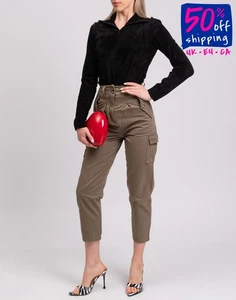 8 Cargo Trousers Size IT 36 Garment Dye Pleated Front Made in Italy - Picture 1 of 6