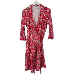 J. McLaughlin Lila Hemdkragen Wickelkleid Rosa Braun Geometrisches Muster Medium - Bild 1 von 8