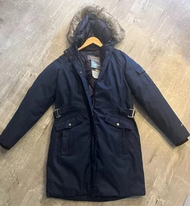 Piumino donna con cappuccio Eddie Bauer Storm Repel blu taglia LT nuovo con etichette - Foto 1 di 11