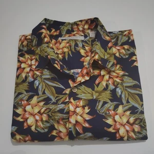 Island Republic Mens Large Hawaiian Floral Shirt Sleeve Shirt Blue SZ XL Blue - Picture 1 of 8