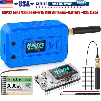 MAKERHAWK HelTec Meshtastic LoRa ESP32 V3 SX1262 Board+915MHz Antenna+3000mAh Battery+Case