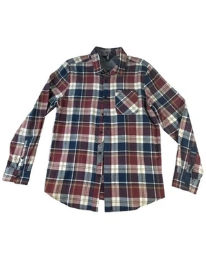 VOLCOM Men's Flannel Shirt True to This Sz Large Red Blue White Plaid Button-Up - Image 1 of 4