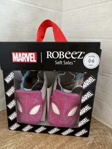 Robeez Marvel Ghost Spider Bright Pink Leather Soft Shoes 0-6 Months - Picture 1 of 7
