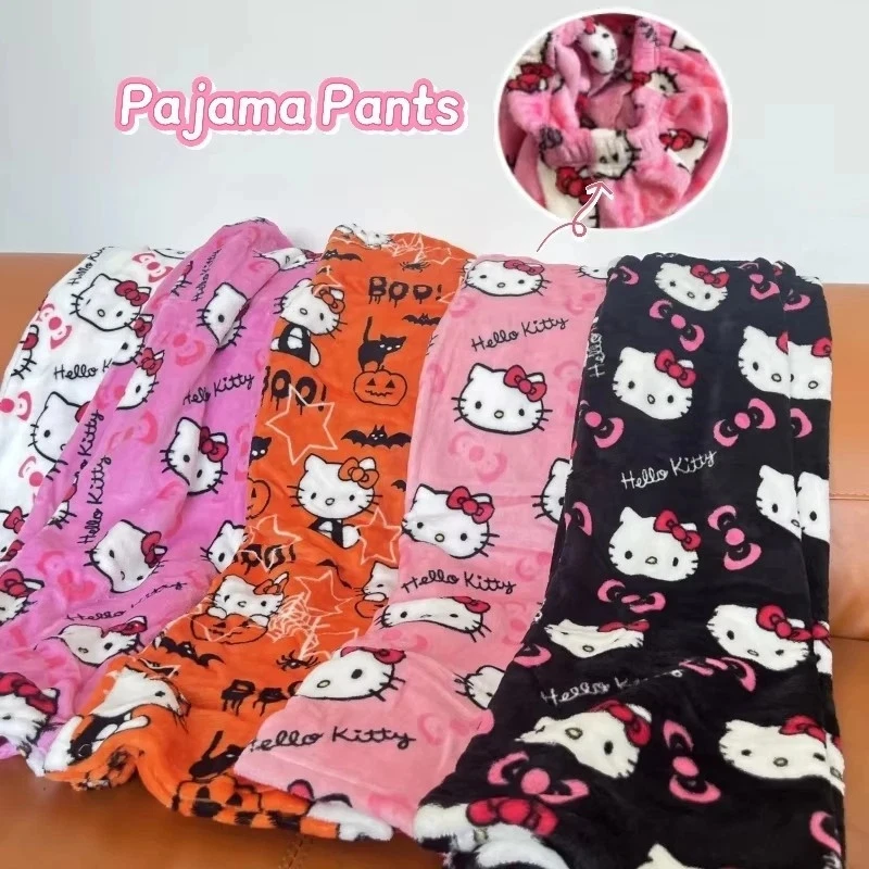 Hello Kitty Schlafhose Y2K Stil Sanrio Damen Pyjamahose Cartoon Homewear