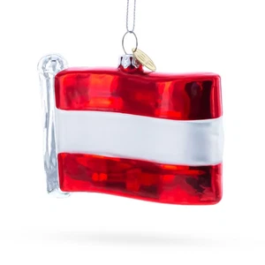 Waving Flag of Austria Blown Glass Ornament - Picture 1 of 4