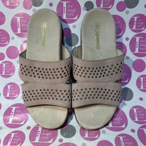 Spenco sandali donna comodi slide beige pelle scamosciata ortopedici taglia 9B - Foto 1 di 7