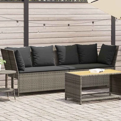 Garden Sofa Grey PE rattan, powder-coated steel, polyester - Image 1 of 4