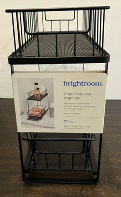 Organizador deslizable de dos niveles BrightRoom metal negro Foto 1 de 4
