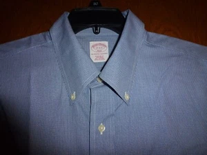 BROOKS BROTHERS  NON-IRON 2-TONE BLUE MICRO-CHECK OXFORD SHIRT - MENS 17/32-33 - Picture 1 of 3