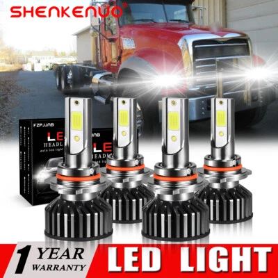 Combo de bombillas de faros LED 6500K alto bajo paquete de 4 para Mack Granite GU713 9005 9006 Foto 1 de 4