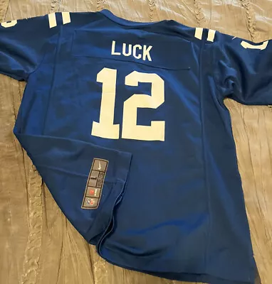 ANDREW LUCK Indianapolis COLTS Fútbol NIKE Juvenil GRANDE Jersey NFL Azul Foto 1 de 3