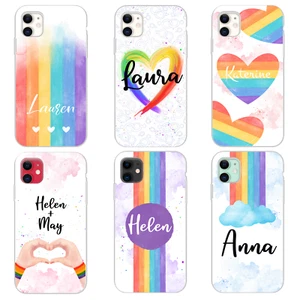 Personalisierte Handyhülle Stolz Name Regenbogen Silikon Abdeckung für iPhone 7 11 12 - Bild 1 von 20