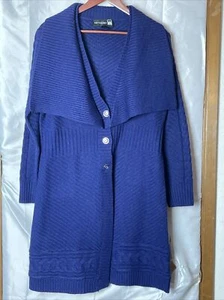 Antthony Original Women's Size Medium Blue Long Sleeve Button up Midi Cardigan - Picture 1 of 10