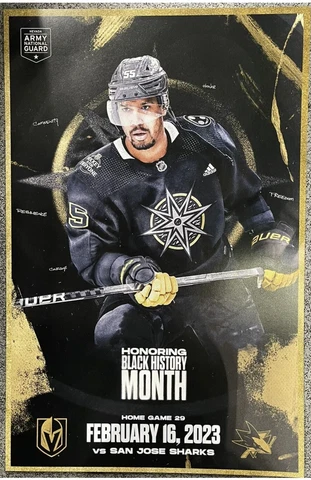 Vegas Golden Knights vs San Jose Sharks 2/16/23 Poster Program - Kolesar BHM Cover