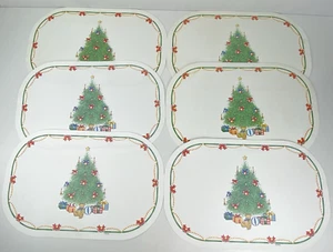 VTG 6 Corning Placemats Christmas Reversible Vinyl Holiday Magic Tree 17x11 HTF - Picture 1 of 18