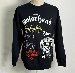 Obey x Motorhead Men's Crew Sweatshirt Test Print Black Size M NWT Lemmy - Picture 1 of 4