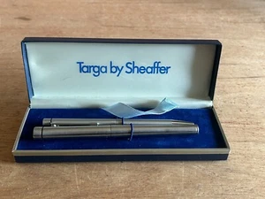 Sheaffer White Dot Targa Fountain Pen Ballpoint Pen Set w/Case Vtg Silver Tone - Picture 1 of 23