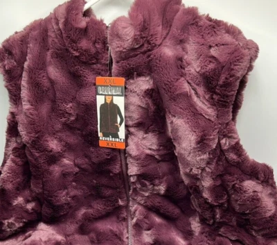 Chaleco para mujer talla XXL Nicole Miller reversible acolchado de piel sintética color vino Foto 1 de 4