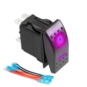 ON-OFF Purple LED Light Bar 12V 20A Rocker Toggle Switch Car Boat ATV UTV - Foto 1 di 5