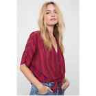 Rails Red Striped Linen Blend Thea Front Tie Top Size Medium