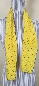 Bufanda de seda pura 100 % seda 44x11 amarillo negro lunares pinup años 70 cabello vintage - Imagen 1 de 7